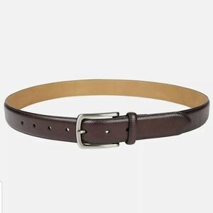 Club Room Men Brown Faux Leather Harness Prong Buckle Dress Belt Size 34-36
